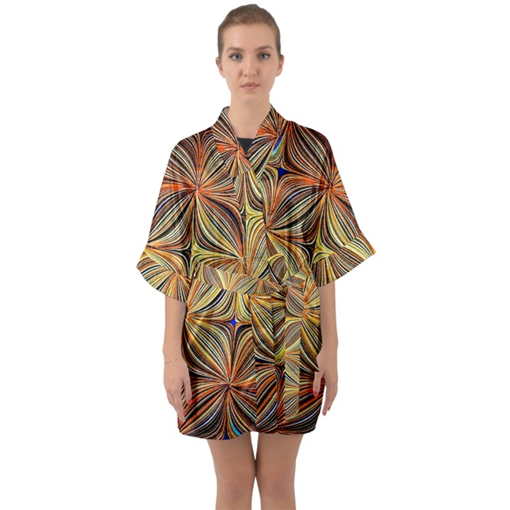 Electric Field Art XLVII Quarter Sleeve Kimono Robe