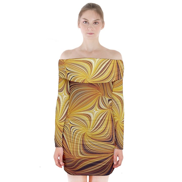 Electric Field Art L Long Sleeve Off Shoulder Dress