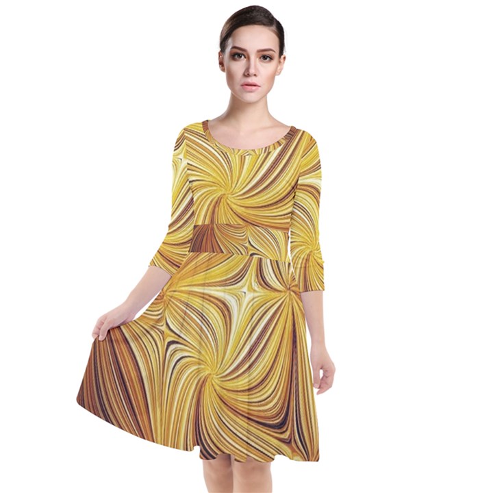 Electric Field Art L Quarter Sleeve Waist Band Dress