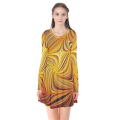 Electric Field Art Li Long Sleeve V-neck Flare Dress by okhismakingart