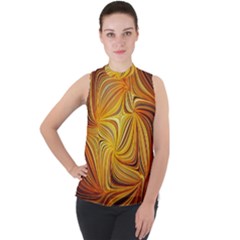 Electric Field Art Li Mock Neck Chiffon Sleeveless Top