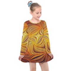 Electric Field Art Li Kids  Long Sleeve Dress by okhismakingart