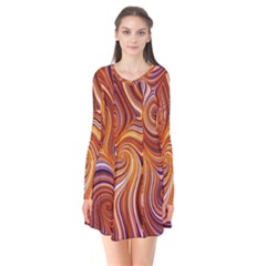 Electric Field Art Liii Long Sleeve V-neck Flare Dress by okhismakingart