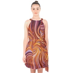 Electric Field Art Liii Halter Collar Waist Tie Chiffon Dress by okhismakingart