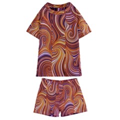 Electric Field Art Liii Kids  Swim Tee And Shorts Set