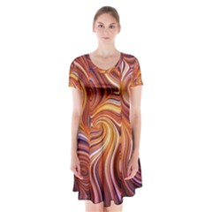 Electric Field Art Liv Short Sleeve V-neck Flare Dress by okhismakingart