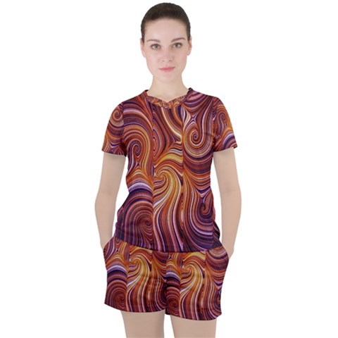 Electric Field Art Liv Women s Tee And Shorts Set by okhismakingart