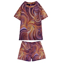 Electric Field Art Liv Kids  Swim Tee And Shorts Set