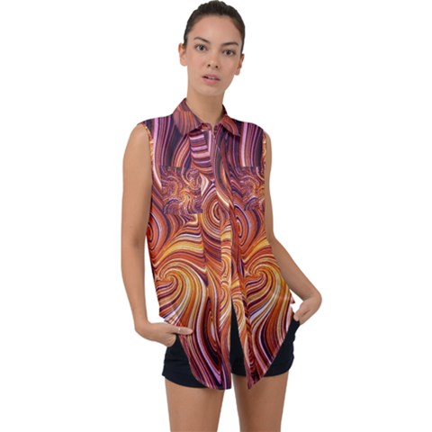 Electric Field Art Liv Sleeveless Chiffon Button Shirt by okhismakingart