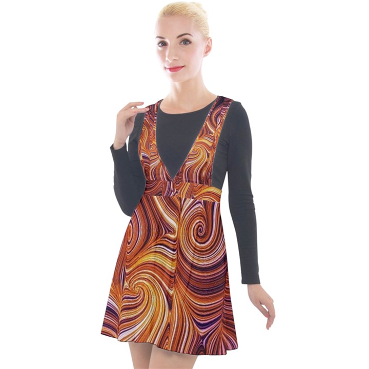 Electric Field Art LIV Plunge Pinafore Velour Dress