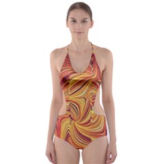 Electric Field Art Lv Cut-out One Piece Swimsuit by okhismakingart