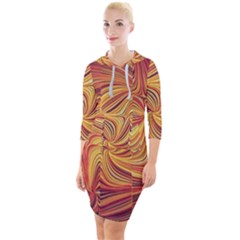 Electric Field Art Lv Quarter Sleeve Hood Bodycon Dress by okhismakingart