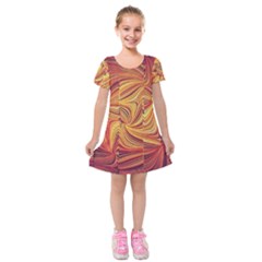 Electric Field Art Lv Kids  Short Sleeve Velvet Dress by okhismakingart