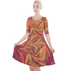 Electric Field Art Lv Quarter Sleeve A-line Dress by okhismakingart