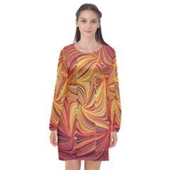 Electric Field Art Lv Long Sleeve Chiffon Shift Dress  by okhismakingart