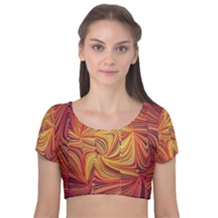 Electric Field Art Lv Velvet Short Sleeve Crop Top 