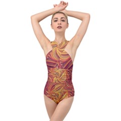 Electric Field Art Lv Cross Front Low Back Swimsuit