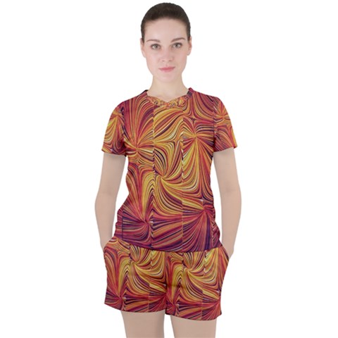 Electric Field Art Lv Women s Tee And Shorts Set by okhismakingart