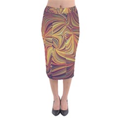 Electric Field Art Lvi Velvet Midi Pencil Skirt by okhismakingart