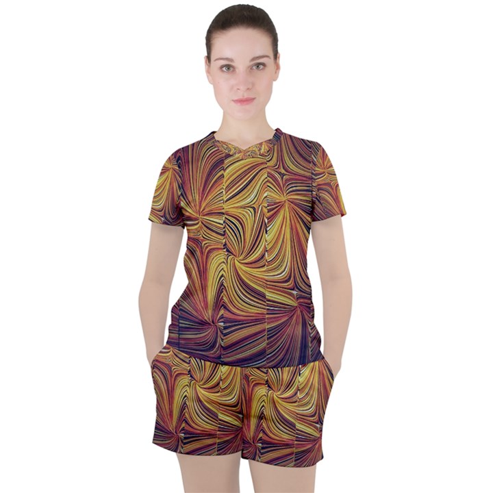 Electric Field Art LVI Women s Tee and Shorts Set