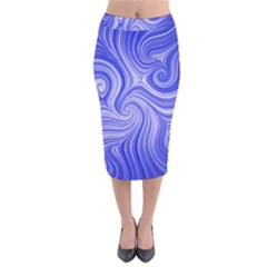 Electric Field Art Lvii Velvet Midi Pencil Skirt by okhismakingart