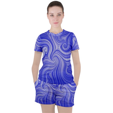 Electric Field Art Lvii Women s Tee And Shorts Set by okhismakingart