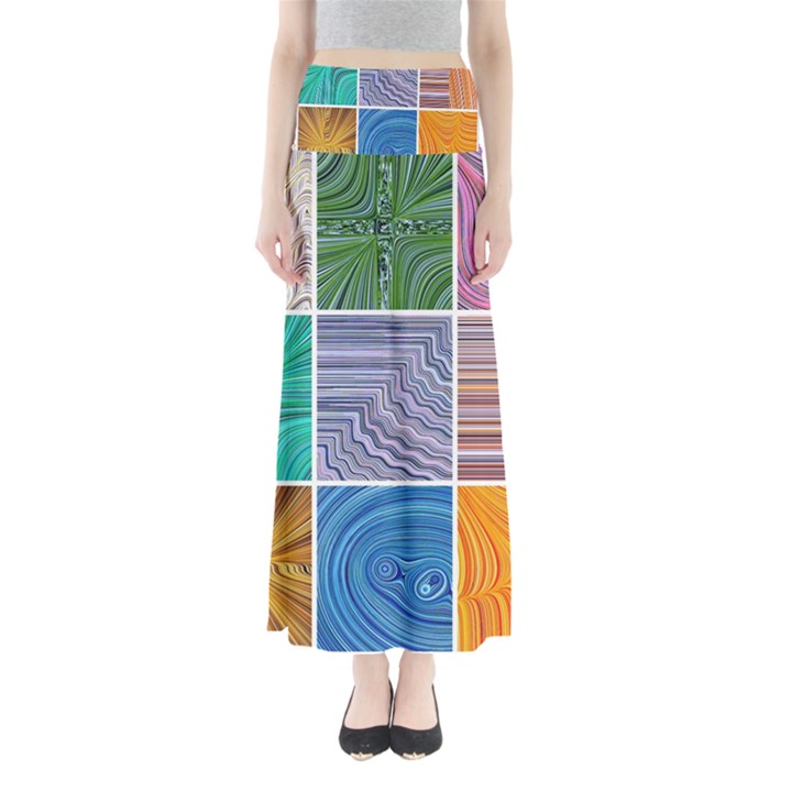 Electric Field Art Collage I Full Length Maxi Skirt