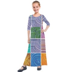 Electric Field Art Collage I Kids  Quarter Sleeve Maxi Dress by okhismakingart