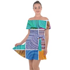 Electric Field Art Collage I Off Shoulder Velour Dress by okhismakingart