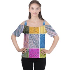 Electric Field Art Collage Ii Cutout Shoulder Tee