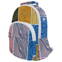 Electric Field Art Collage Ii Rounded Multi Pocket Backpack