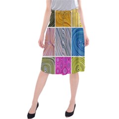 Electric Field Art Collage Ii Midi Beach Skirt by okhismakingart