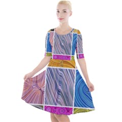 Electric Field Art Collage Ii Quarter Sleeve A-line Dress