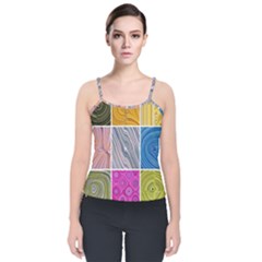 Electric Field Art Collage Ii Velvet Spaghetti Strap Top