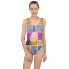 Electric Field Art Collage Ii Center Cut Out Swimsuit