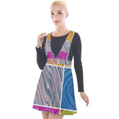 Electric Field Art Collage Ii Plunge Pinafore Velour Dress