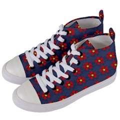 Red Begonias Women s Mid-top Canvas Sneakers by WensdaiAmbrose