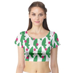 Feuilles Et Pois Short Sleeve Crop Top