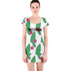 Feuilles Et Pois Short Sleeve Bodycon Dress by perlette