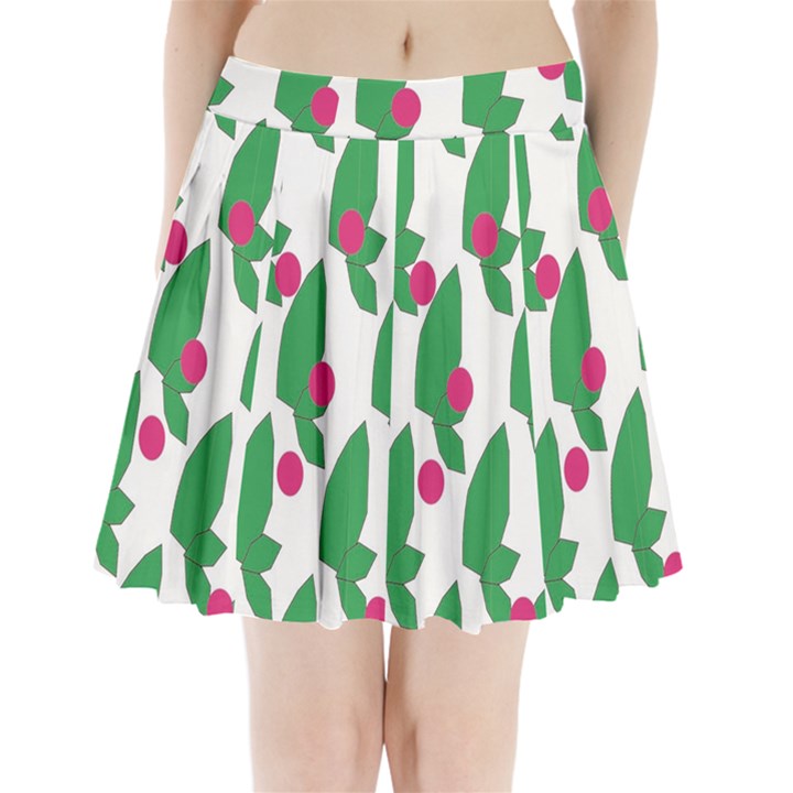 Feuilles Et Pois Pleated Mini Skirt