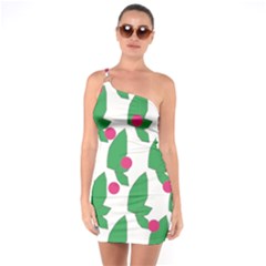 Feuilles Et Pois One Soulder Bodycon Dress