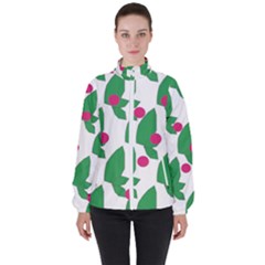 Feuilles Et Pois Women s High Neck Windbreaker