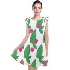 Feuilles Et Pois Tie Up Tunic Dress