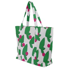 Feuilles Et Pois Zip Up Canvas Bag