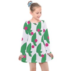 Feuilles Et Pois Kids  Long Sleeve Dress