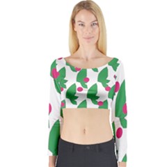 Feuilles Et Pois Long Sleeve Crop Top