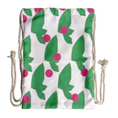 Feuilles Et Pois Drawstring Bag (large)