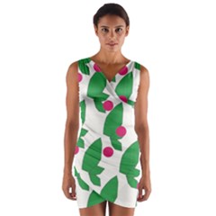 Feuilles Et Pois Wrap Front Bodycon Dress by perlette