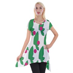 Feuilles Et Pois Short Sleeve Side Drop Tunic by perlette