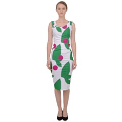 Feuilles Et Pois Sleeveless Pencil Dress